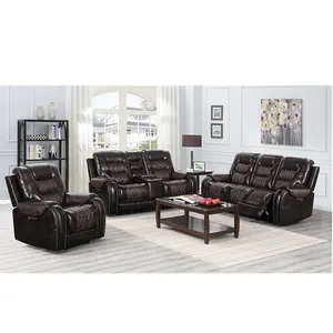 Electric Recliner Sofa Set Power Leather Recliner Set with Power Seat and Headrest Motion Sofa