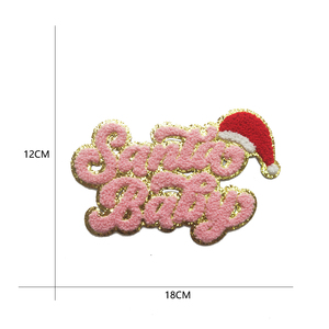 Nouveauté 2026 : Patchs thermocollants personnalisés pour vêtements et sweats <span class=keywords><strong>à</strong></span> capuche, avec lettres <span class=keywords><strong>de</strong></span> Père Noël en sequins roses et grande broderie chenille - Product Image 1