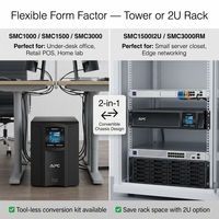 APC Schneider SMC1000I2U-CH Onduleur en rack 1KVA pour entreprise, interactif en ligne avec batterie intégrée