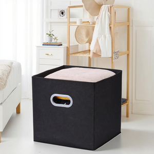 Dual <strong>Plastic</strong> Handle Cloth <strong>Storage</strong> <strong>Bin</strong> Linen and Cotton <strong>Storage</strong> Box for Home Closet Nursery Drawers Organizers for Cabinets - Product Image 6