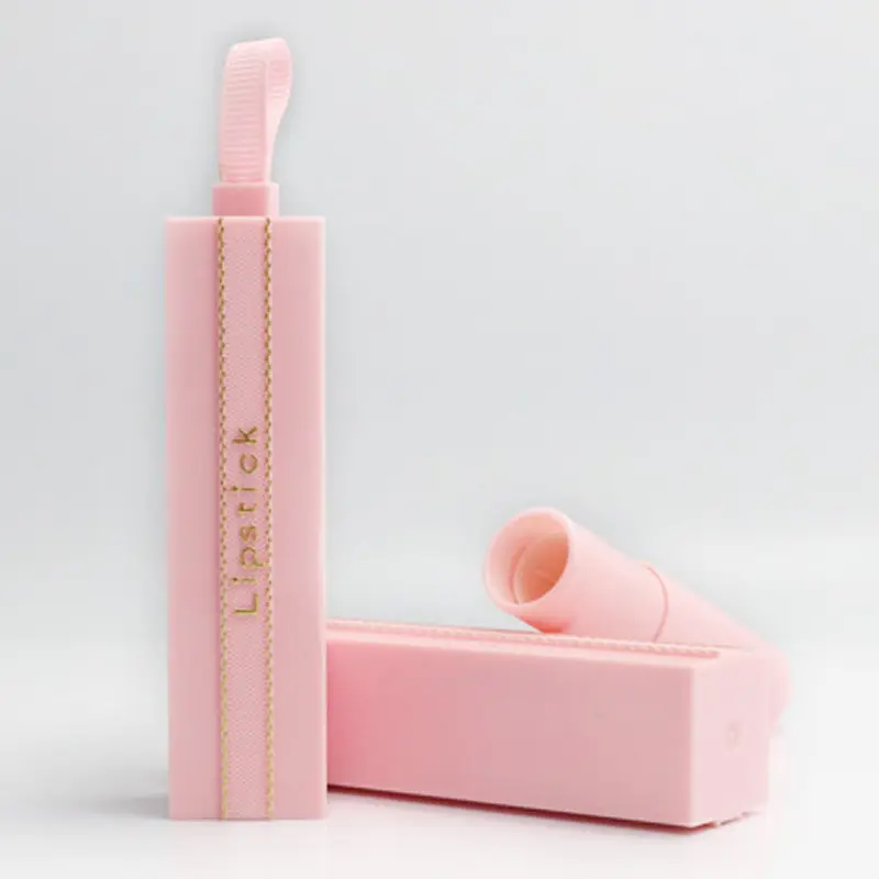 Großhandel neue Mode rosa Band Lippenstift Behälter quadratischen Lippenstift Balsam Rohr