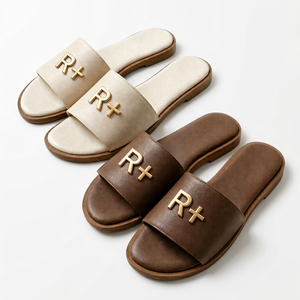 Sandales plates en faux daim pour femmes, à bout ouvert, respirantes, chaussures de marche d'été - Product Image 1