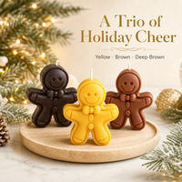Bougie de Noël en forme d'homme en pain d'épices, 3 couleurs, bougie sculpturale en cire de soja, cadeau de Noël