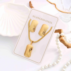 Nouveaux ensembles de bijoux Mirawell en gros, étanches, écologiques <span class=keywords><strong>et</strong></span> inaltérables, boucles <span class=keywords><strong>d</strong></span>'oreilles <span class=keywords><strong>et</strong></span> <span class=keywords><strong>collier</strong></span> en acier inoxydable plaqué or 18 carats - Product Image 5