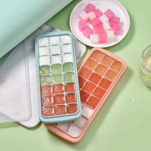 Custom 24 Grids Eco-friendly Silicone Ice Cube Mold & Complementary Food <b>Box</b> Cover Food Safe Freezer Safe for Ice Cream Makers - Product Image 2