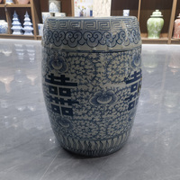 Tabouret de jardin décoratif en céramique antique de Jingdezhen, style chinois bleu et blanc, double bonheur