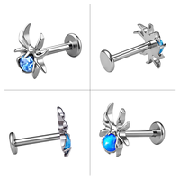 Boucles d'oreilles clous en titane ASTM F136 avec opale pour femme, clous d'oreille en cartilage avec filetage interne, bijoux d'Halloween