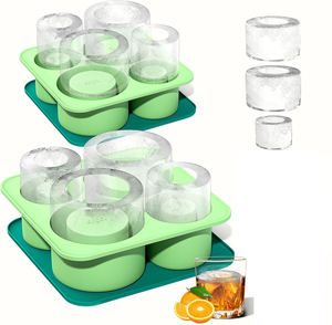 Grands bacs à glaçons réutilisables en silicone à dégagement facile avec couvercle <span class=keywords><strong>pour</strong></span> congélateur <span class=keywords><strong>Bac</strong></span> à glaçons <span class=keywords><strong>pour</strong></span> tasse isolée en acier inoxydable - Product Image 1