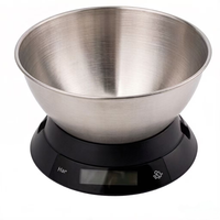 Balance de cuisine numérique intelligente multi-unités en acier inoxydable, ronde, 5 kg, 1 g, avec écran LCD, pour la cuisson et la préparation des aliments
