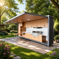 Dapur Luar Ruangan Mobile dari Baja Tahan Lama, Modern, Persegi Panjang, Modular untuk Villa, Hotel, Rumah Pertanian