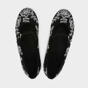 2025 primavera/estate nuove scarpe da donna <span class=keywords><strong>nere</strong></span> <span class=keywords><strong>Mary</strong></span> <span class=keywords><strong>Jane</strong></span> ricamate a testa tonda ballerine scarpe basse a bocca bassa - Product Image 6