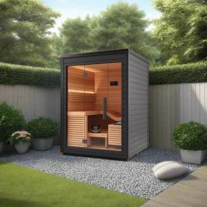 Moderne Indoor-Sauna für 2 Personen, umweltfreundlich, für gewerbliche Nutzung, Großhandel, Massivholz, traditioneller Saunaraum, anpassbare Größe, mit Ofen - Product Image 2