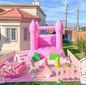 Casa de rebote de PVC comercial de bajo precio fiesta de niñas castillo hinchable rosa para saltar