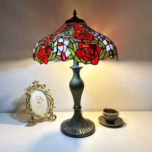 LongHuiJing 16 Inch Stained Glass Multicolored Eco-Friendly Flexible Dome Shade AC E26 Mediterranean Table Lamp - Product Image 3