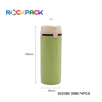Kit de 4 contenants portables en plastique rechargeables de 120 ml pour articles de toilette, lotion, shampoing, flacon de voyage