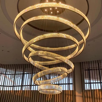 SHENGQIU Anneau Lustres Or Hôtel Rond Cristal De Luxe Personnalisé Moderne LED 80 Lustre Nordique Lustre En Verre De Murano 1 PCS