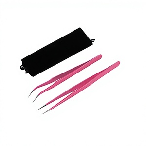 Pince à épiler professionnelle en acier inoxydable rose avec revêtement en poudre, pointe lisse, longueur 10 mm, pince à épiler de précision durable - Product Image 4