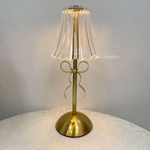Cross-border trending crystal table <b>lamp</b>, restaurant light luxury ambient light, retro bedroom bedside bow USB rechargeable - Product Image 2