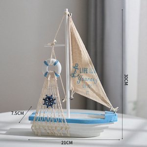 Modèle de voilier méditerranéen, ornement imprimé de 30 cm, décoration de bureau, décoration de maison et de bureau - Product Image 2