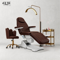 Meubles de salon de luxe, table de soin du visage électrique à 3 moteurs, lit de beauté électrique avec lumière ambiante LED