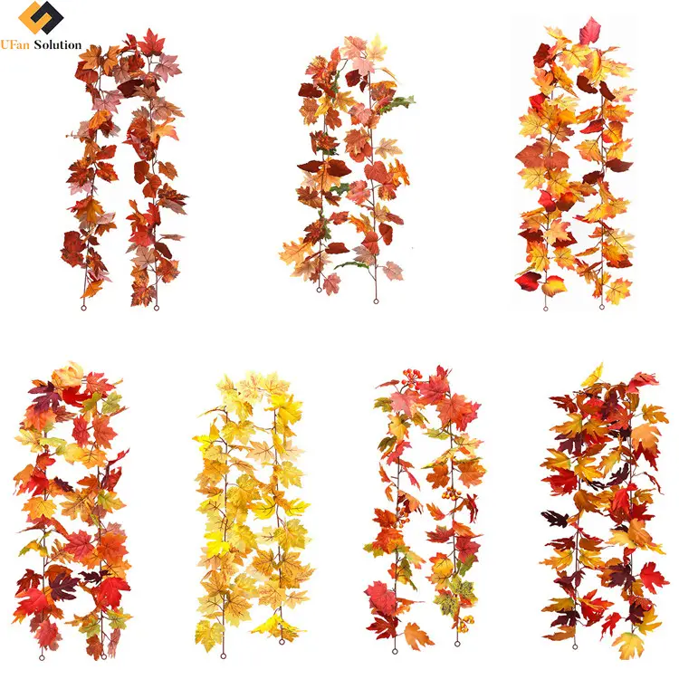 秋の装飾ガーランドメープルリーフ5.5フィート/ピースハンギングヴァインガーランド人工秋の葉ガーランド感謝祭の装飾