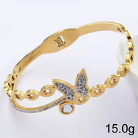 SZ047 gelang kupu-kupu baja tahan karat minimalis berlapis emas 18K gelang modis hipoalergenik hadiah untuk wanita