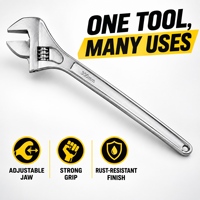 Clé à molette réglable en acier au carbone forgé chromé, fournisseur ISO 9001 du Shandong, Chine, pour outils d'entretien automobile et chaînes de vente au détail