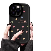 Coque en TPU peinte coeur arc-en-ciel pour iPhone 14 Pro 15 Pro Max pour iPhone 13 étuis de téléphone portable compatibles avec sensation de bouffée