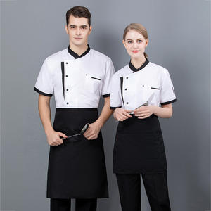 Haute qualité OEM Logo à manches courtes Chef vêtements hommes femmes hôtel restauration travail uniforme gâteau boulanger cuisine plaine Chef manteau uniforme - Product Image 1