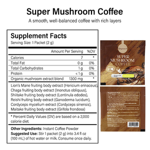 AMULYN <span class=keywords><strong>Caffè</strong></span> ai Funghi 6 in 1 Ibrido Istantaneo Arabica con Criniera di Leone, Reishi, Chaga, Cordyceps, Shiitake, Maitake - Confezione Bulk Private Label - Product Image 2
