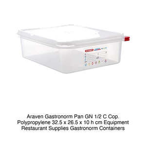 Bac alimentaire en polypropylène GN 1/2 32,5 × 26,5 × 10 h cm, avec couvercle, -40/+95 ° C Araven - Product Image 2