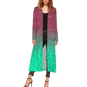 New High Quality Custom Female <strong>Trench</strong> <strong>Coat</strong> Fiji Tonga Polynesian Tribal Print Summer Lady Open Cardigan Big <strong>Size</strong> Kimono Cardigan - Product Image 2