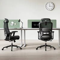Chaise de bureau ergonomique pivotante pour manager avec cadre noir personnalisé, accoudoirs relevables, chaise de bureau exécutive pivotante en maille