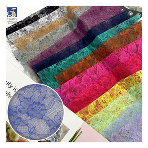 YX946 Francia ligero suave flores poliéster Chantilly encaje vestido tela colorido Multicolor Chantilly encaje tela Textiles - Product Image 2