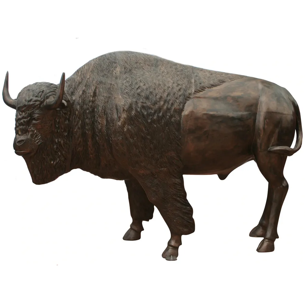 Grote Outdoor Bronzen Amerikaanse Buffel Standbeeld Levensgrote Metalen Stier Sculptuur