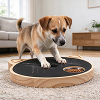 Papan Cakar Anjing Kayu Solid Berputar dengan Mangkuk Stainless Steel, Mainan Puzzle Pengisi Makanan Lambat, Pengayaan Interaktif untuk Anjing