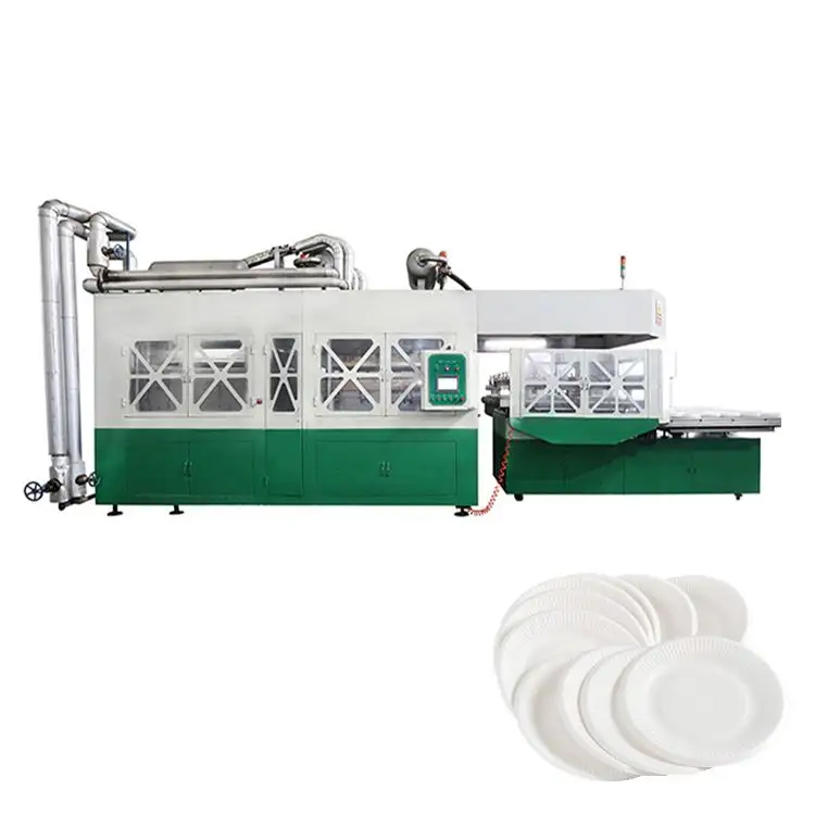 Fiambrera de caña de azúcar fácil de operar, máquina de moldeo de pulpa, plato de papel desechable completamente automático, línea de producción de vajilla
