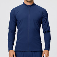 Veste de sport légère et respirante pour homme à col montant et fermeture éclair intégrale, séchage rapide, manches longues, idéale pour l'entraînement (vente en gros)