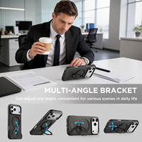 Étui de téléphone antichoc avec support magnétique rotatif à texture triangulaire en PU, personnalisé, directement de l'usine OEM/ODM, pour la série Apple