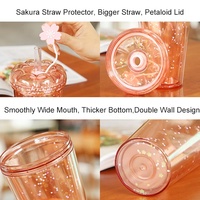 Tasse Boba réutilisable à paillettes Sakura 14MM gobelet à thé à bulles à large ouverture avec couvercle en silicone pailles plus grandes pour les fêtes