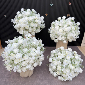 Boule de fleurs de Delphinium de haute qualité, rose blanche et marron, centre de table, boule florale de 80 cm pour mariage, Saint-<span class=keywords><strong>Valentin</strong></span>, décoration de fête - Product Image 3