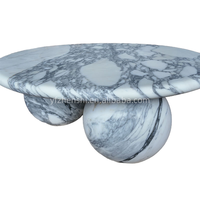 Table basse ronde luxueuse et sophistiquée en marbre blanc naturel pour maisons, hôtels, jardins et villas