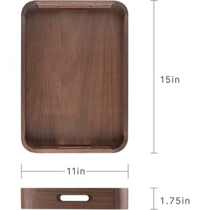 Japanese Style Rectangular Solid Wood <b>Tray</b> With Handles For Serving Food And <b>Tea</b> - Product Image 4