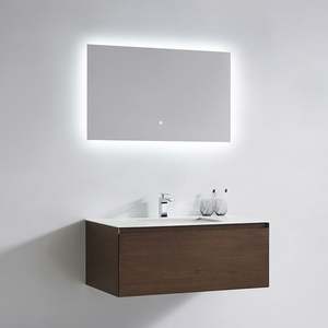 Modern Style Lacquer Finished Wall Mounted Single Sink <b>Bathroom</b> Vanity Sintered Stone Countertop Wooden <b>Bathroom</b> Cabinets - Product Image 2