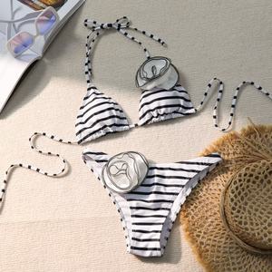 Ensemble de maillots de bain 2 pièces personnalisables pour femmes grandes tailles, maillot de bain dos nu, bikini halter, vêtements de plage personnalisables pour femmes - Product Image 6