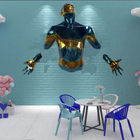 Statue murale en résine 3D grandeur nature, artisanat doré, statue de homme en fibre de verre, décoration murale, statue de demi-corps pour décoration murale