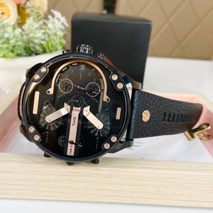 Nuovo 2026 DZ7332 Orologio Sportivo Cronografo da <span class=keywords><strong>Uomo</strong></span> Nero con 4 Fusi Orari, Oversize, in <span class=keywords><strong>Acciaio</strong></span> Inossidabile con Cinturino in Pelle e Quadrante Luminoso - Product Image 5