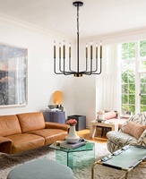 Style médiéval post-moderne lumière luxe noir or bougie éclairage lustre intérieur salle à manger plafond lampe suspendue