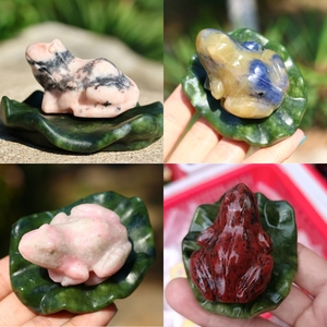 Venta al por mayor de estatuas de rana de cristal [boho], piedra decorativa de cristal para atracción de riqueza, tallado en piedra, fragmentos de piedra en bruto, colección de minerales - Product Image 5