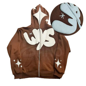 Sudaderas con capucha estampadas de lana de otoño para hombre con logotipo personalizable Diseño de cremallera Tela transpirable MOQ bajo al por mayor - Product Image 1